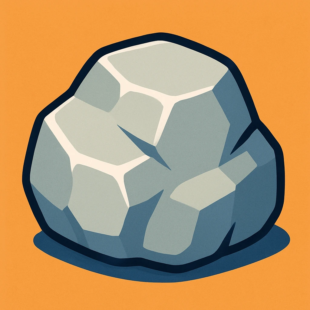 stylized stone, cartoonish, soft edges, light gray, subtle shadow, vibrant toon style emoji