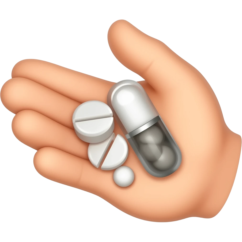a palm handing me medicines emoji