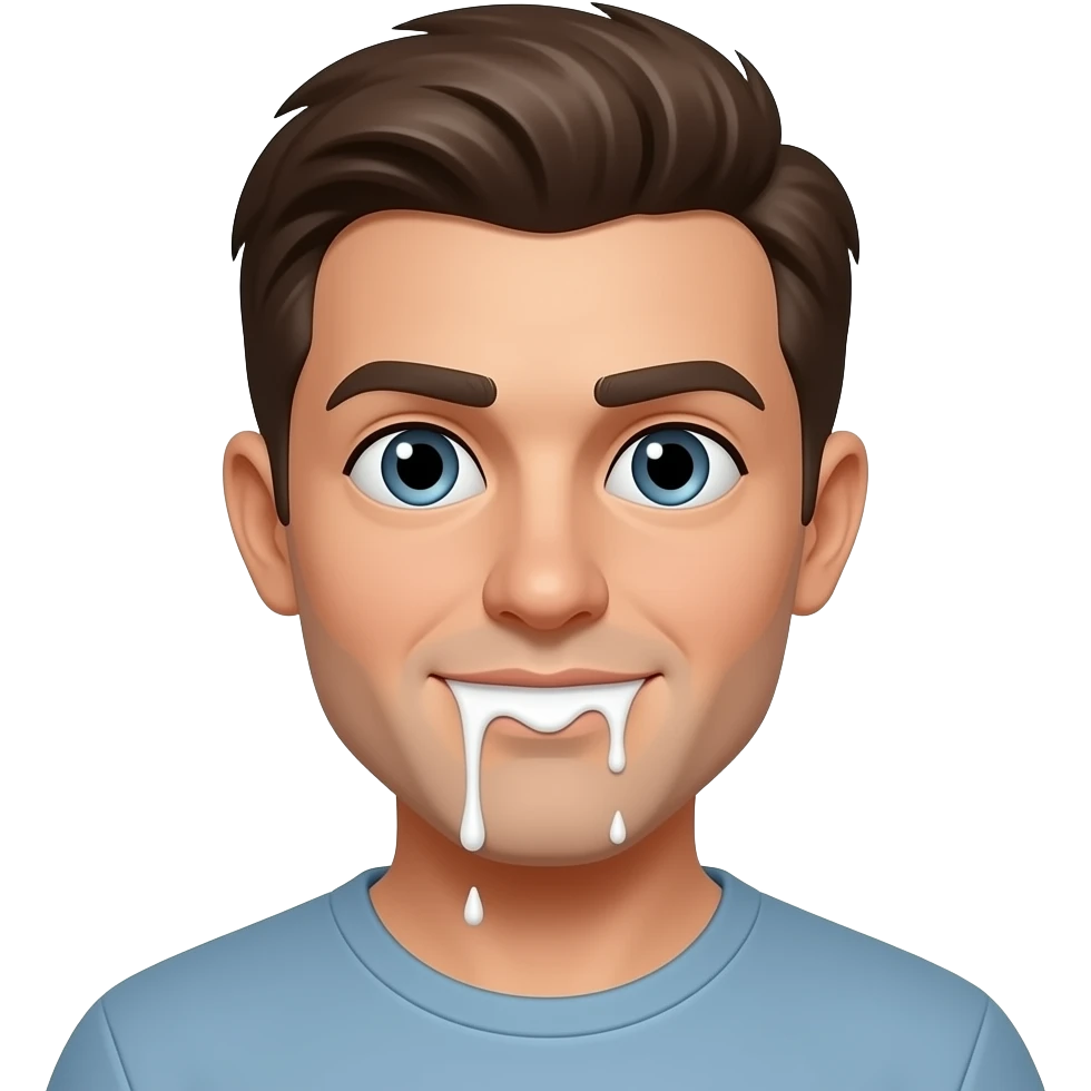 Guy with white liquid on mouth emoji