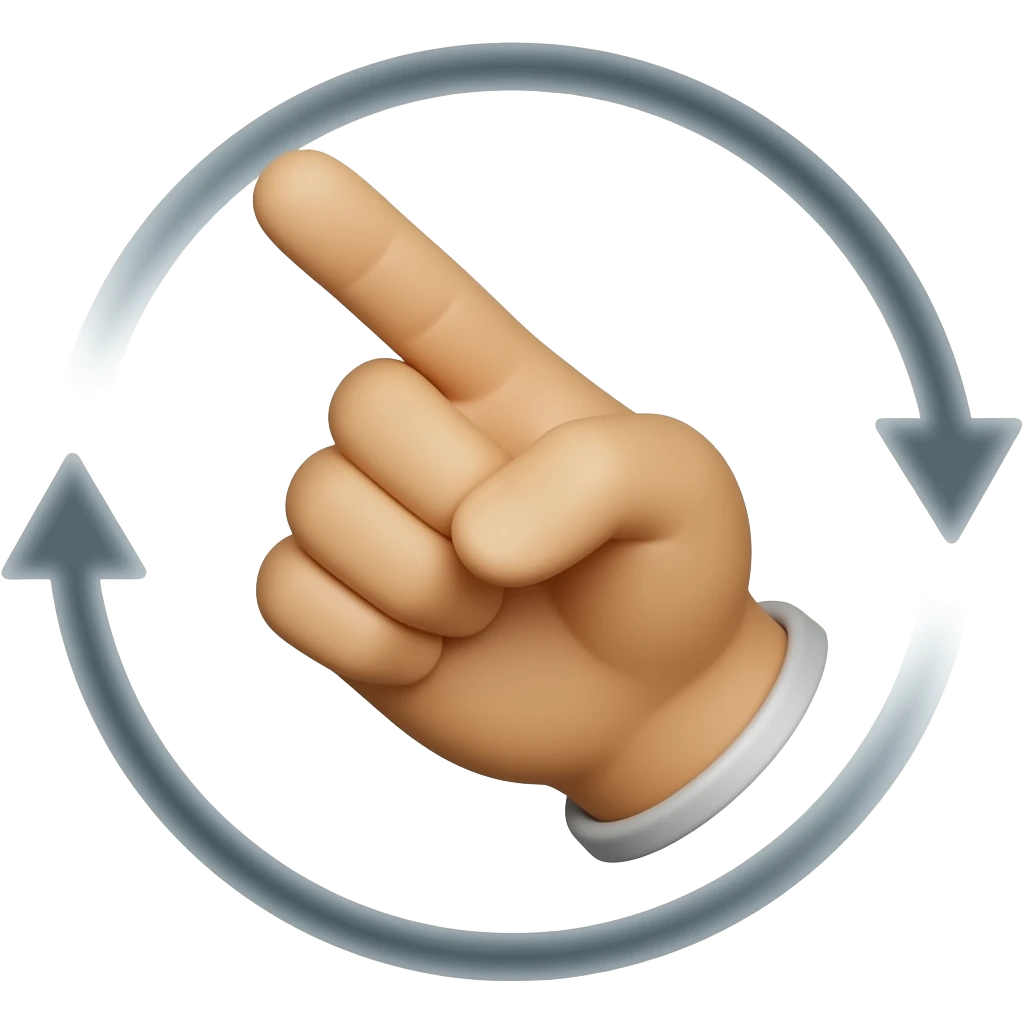 take these two emojis:🫵 and ⭕️. make the pointing hand look like its moving in a circle according to the second emoji i attached, but do not show the circle itself emoji