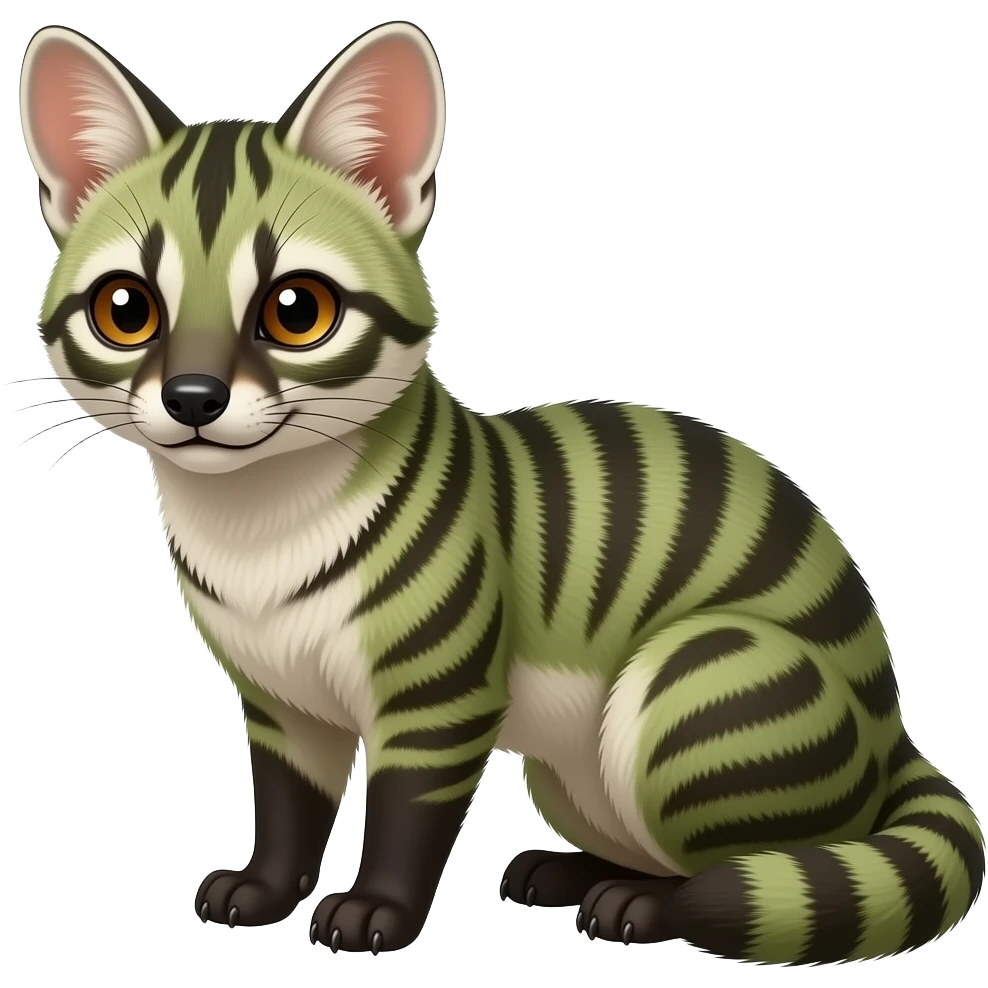 Green genet-Fossa-civet-Feli-mustelid-creature-hybrid, full body emoji