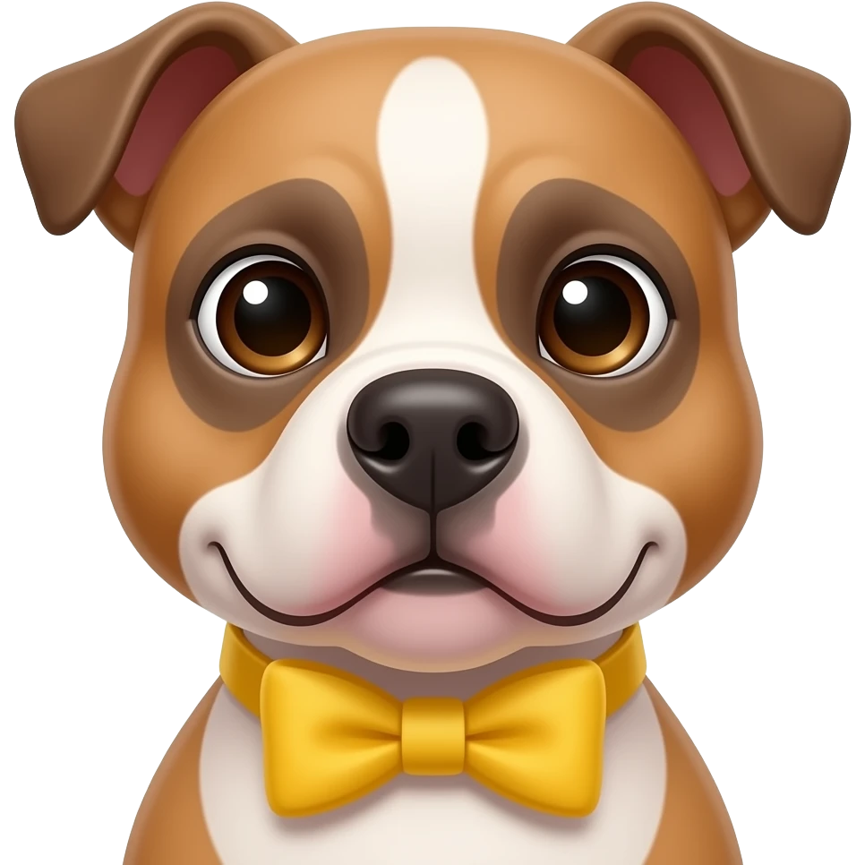 pitbull cute dog with yellow bowtie sitting closeup emoji
