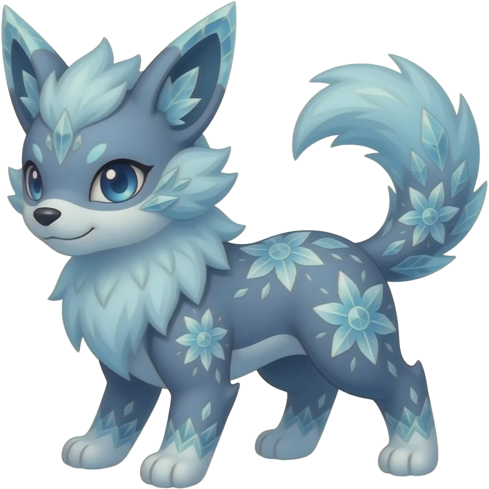 elemental icy floral ethereal glacial Axew-Rufflet-Brionne-Pokémon-Fakémon-hybrid-creature emoji