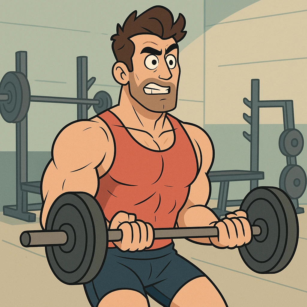 athletic man lifting weights in gym, modern style, dynamic and detailed emoji