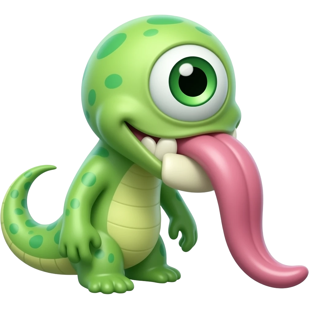 A long green monster that is blind and have a long tounge emoji