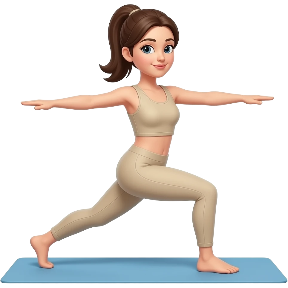 Mujer haciendo ejercicio con ropa beige emoji