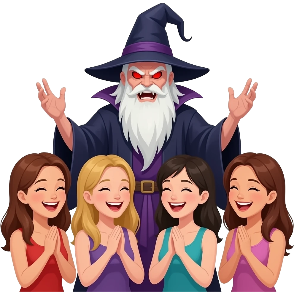 women making fun of evil emoji