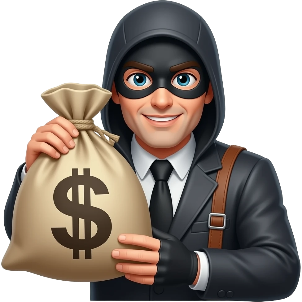 Un ladrón con una bolsa de dinero emoji