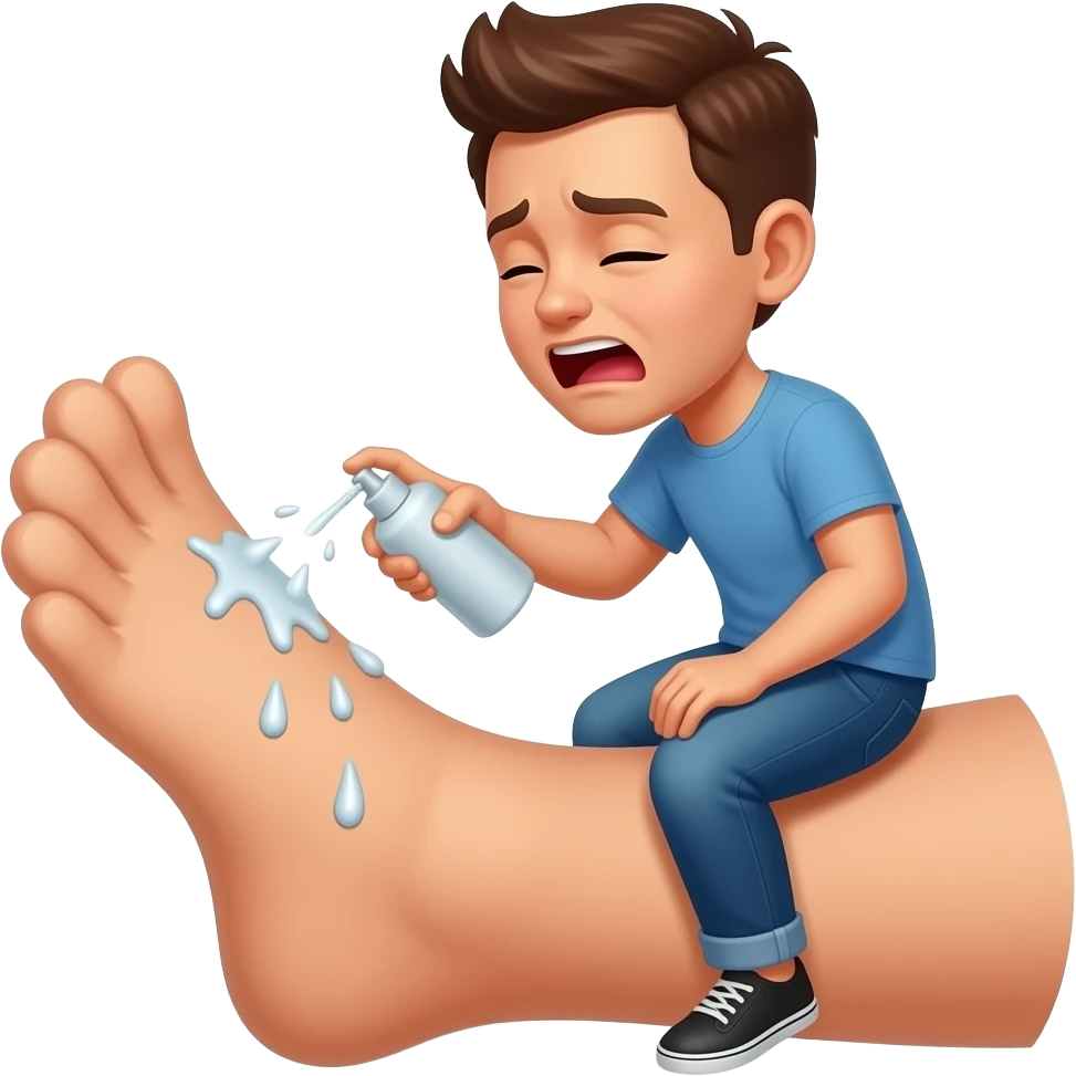 A person getting sprayed with white liquid whist doing the action of moaning and sitting on someones penis emoji