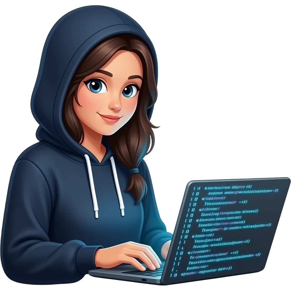 Hacker woman on the computer emoji