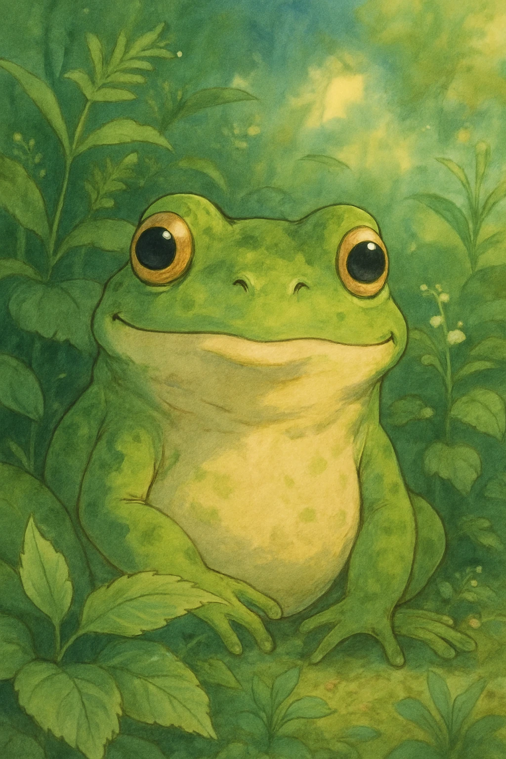 frog ghibli animation style emoji