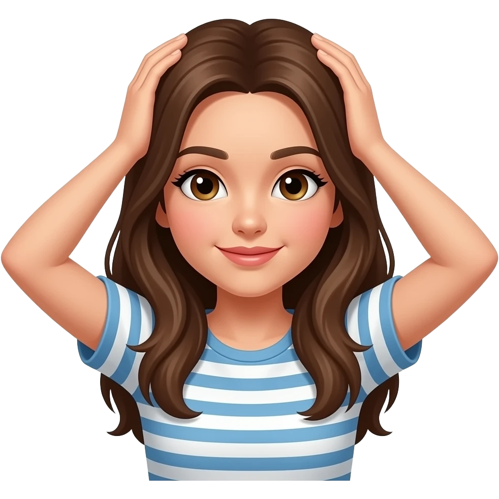 emoji of a well - being, maybe can be a girl with hands in her head emoji