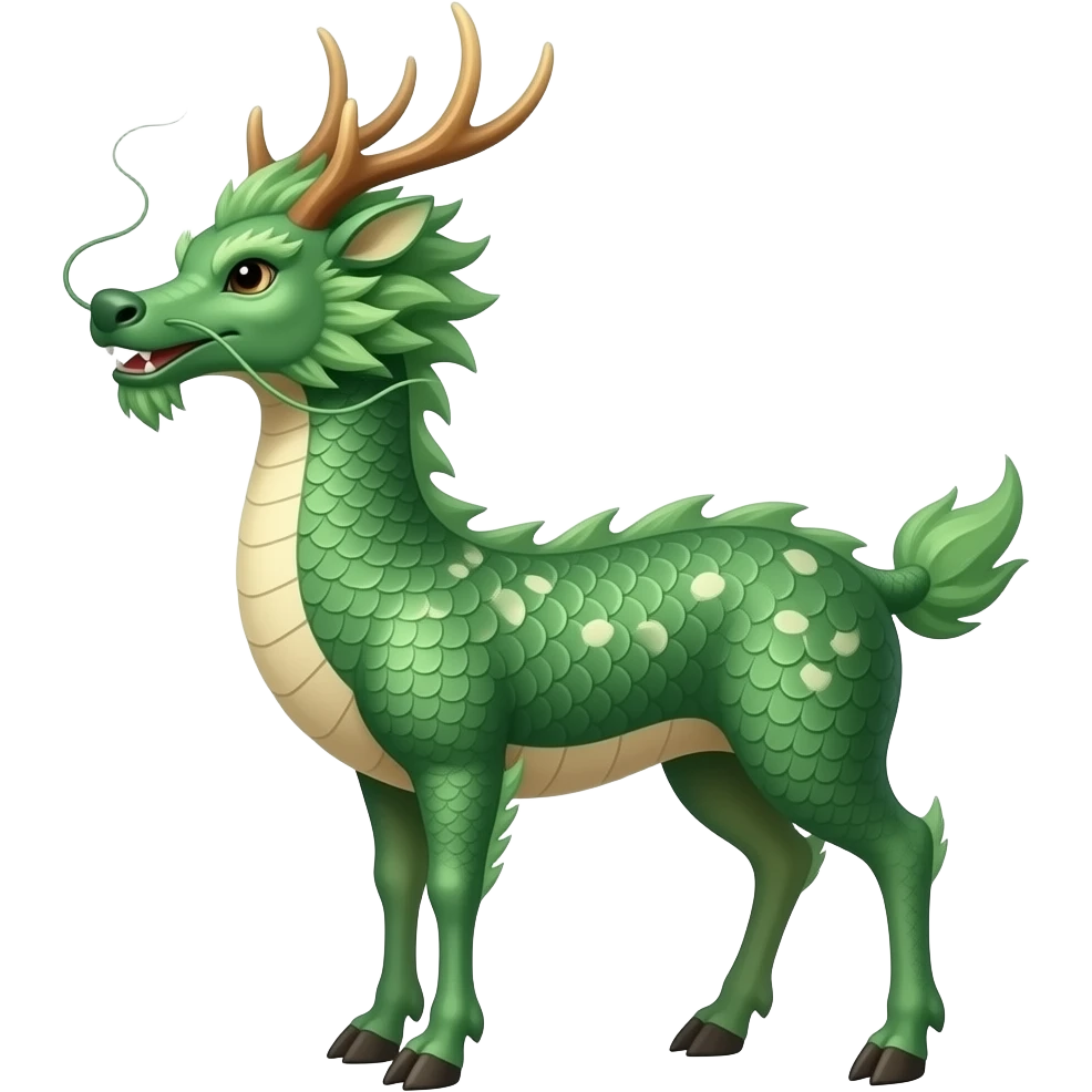Green Chinese dragon deer hybrid emoji