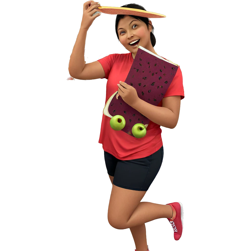 girl enjoying fruit indoors emoji