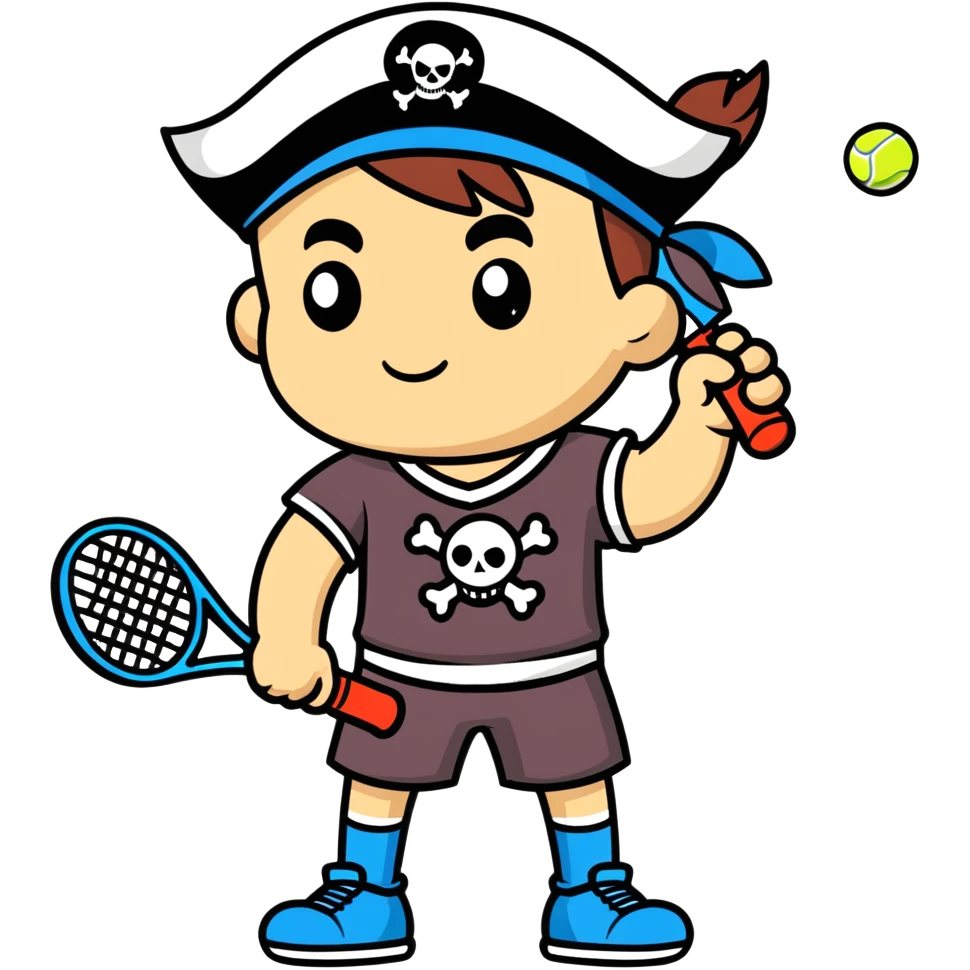 Pirate holding a tennis racket  emoji
