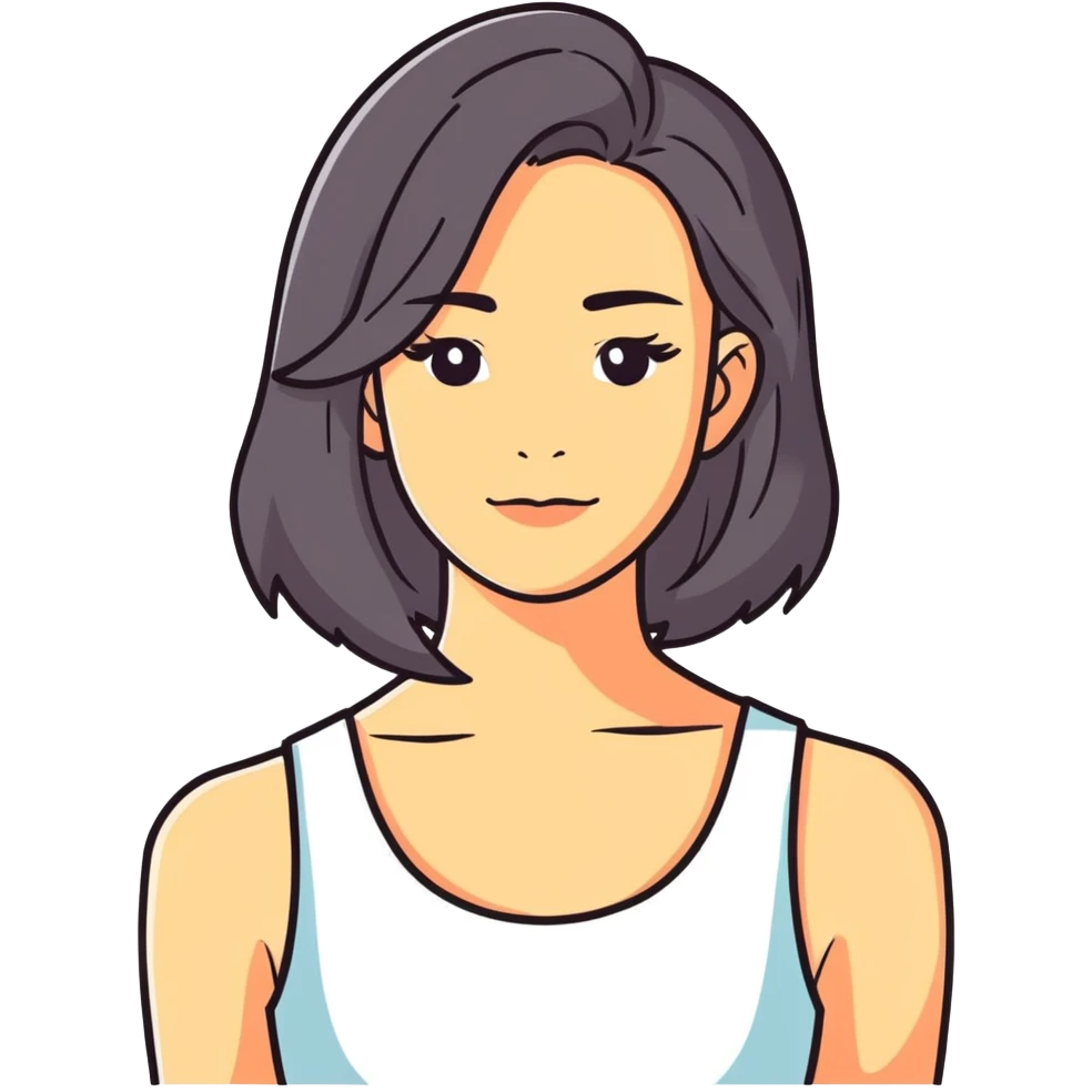 Woman with hair on her shoulders with a whose emoji
