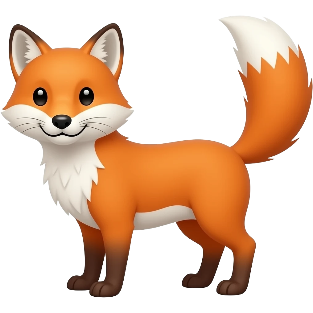 fox with black dots for eyes head at 3/4 with a full body emoji