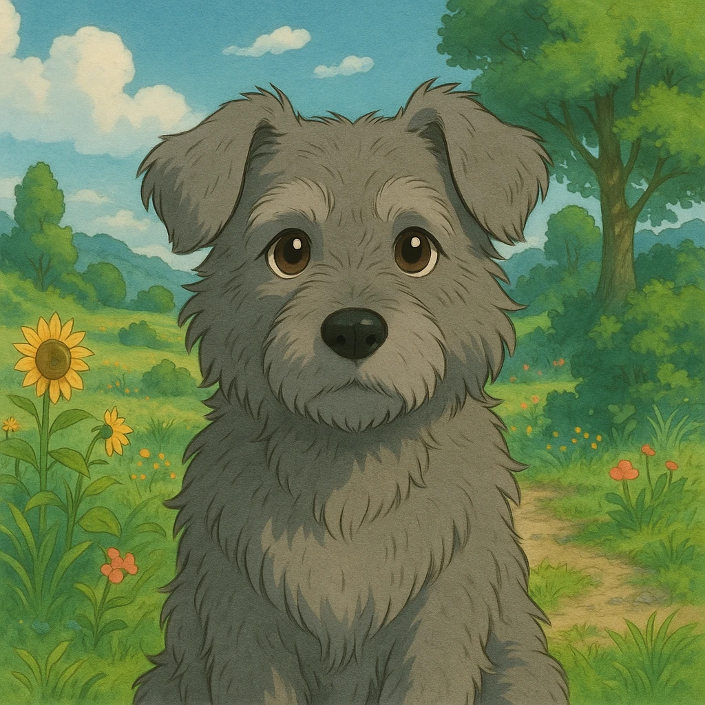grey dog in ghibli style emoji