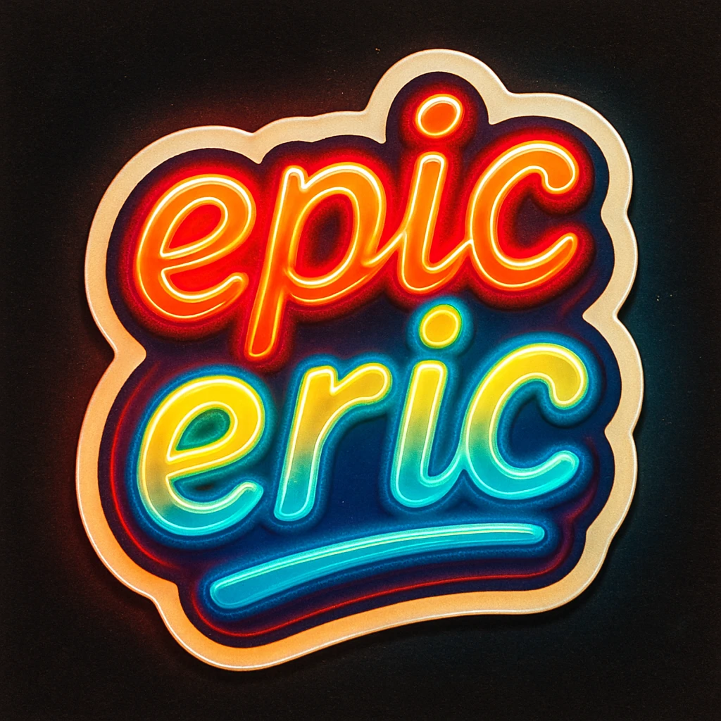flashing neon sign that says 'epic eric', glowing, vibrant colors, bold neon style, on a dark background emoji