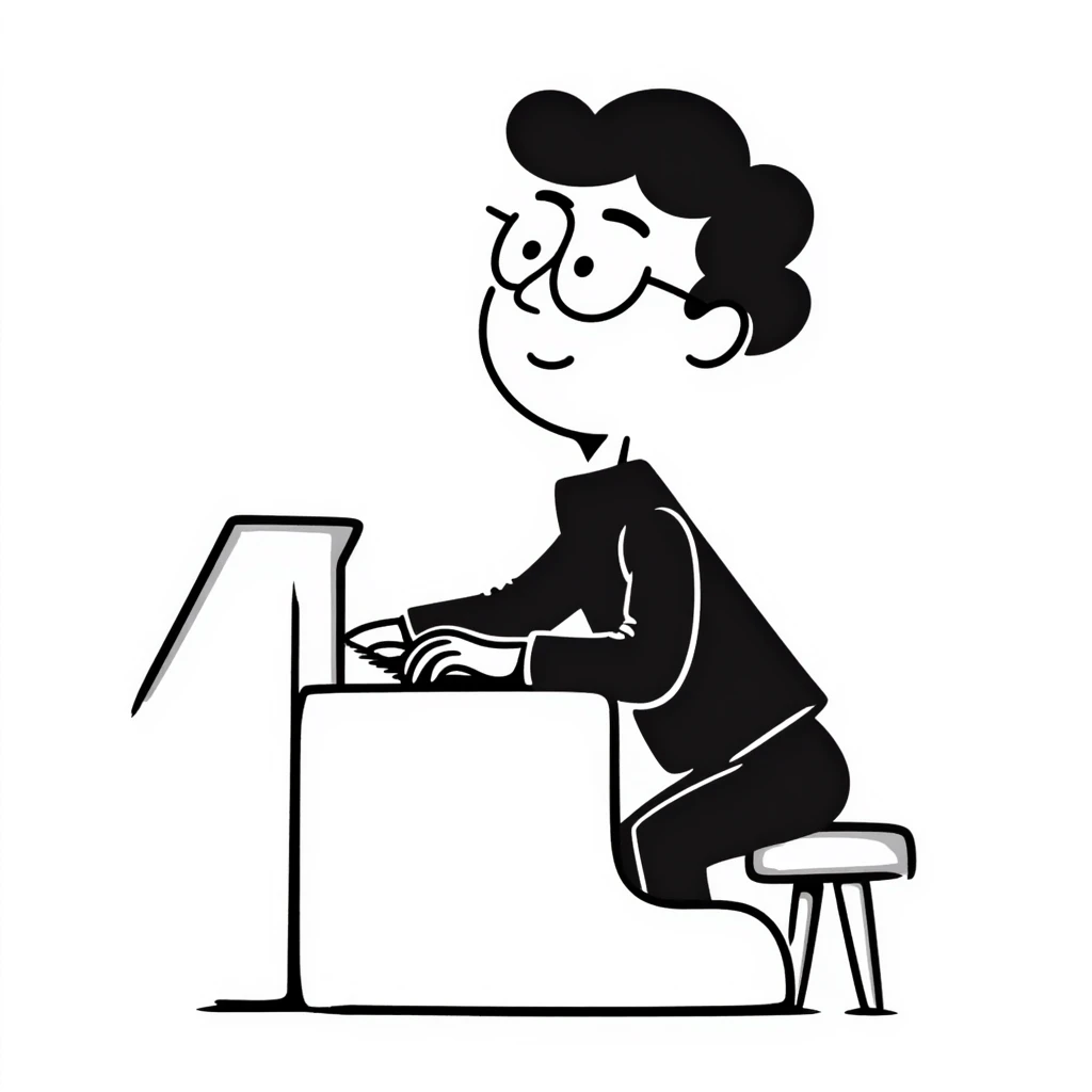 sad pianist looking up with a dreamy expression emoji