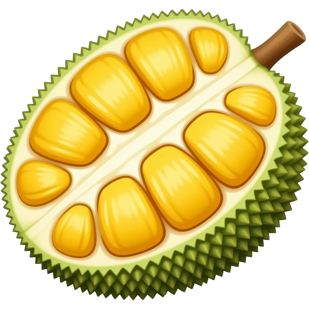 Jackfruit half opened and put details on the yellow flush inside green part should also be visible emoji