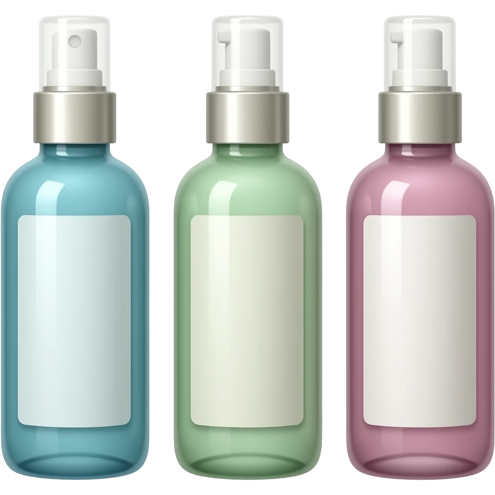 set of three skin care bottles of different colors emoji