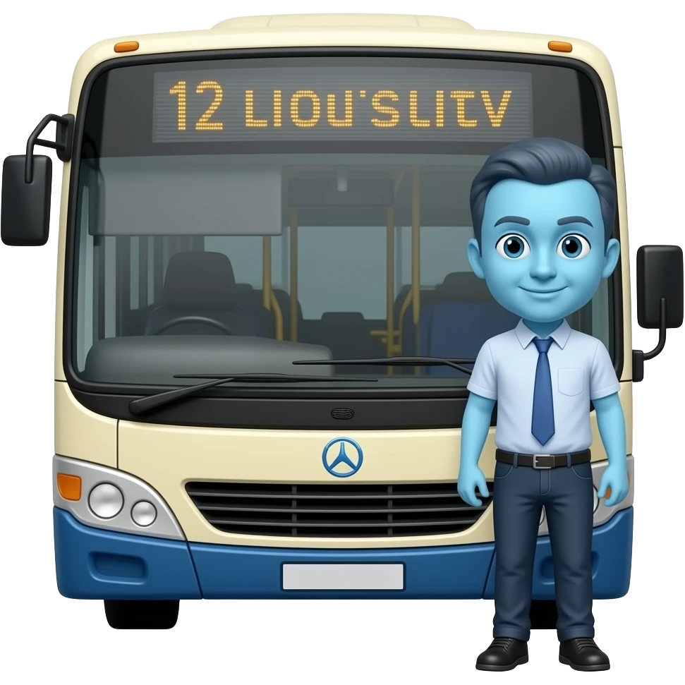 blue man lion's city 12 bus facing you emoji