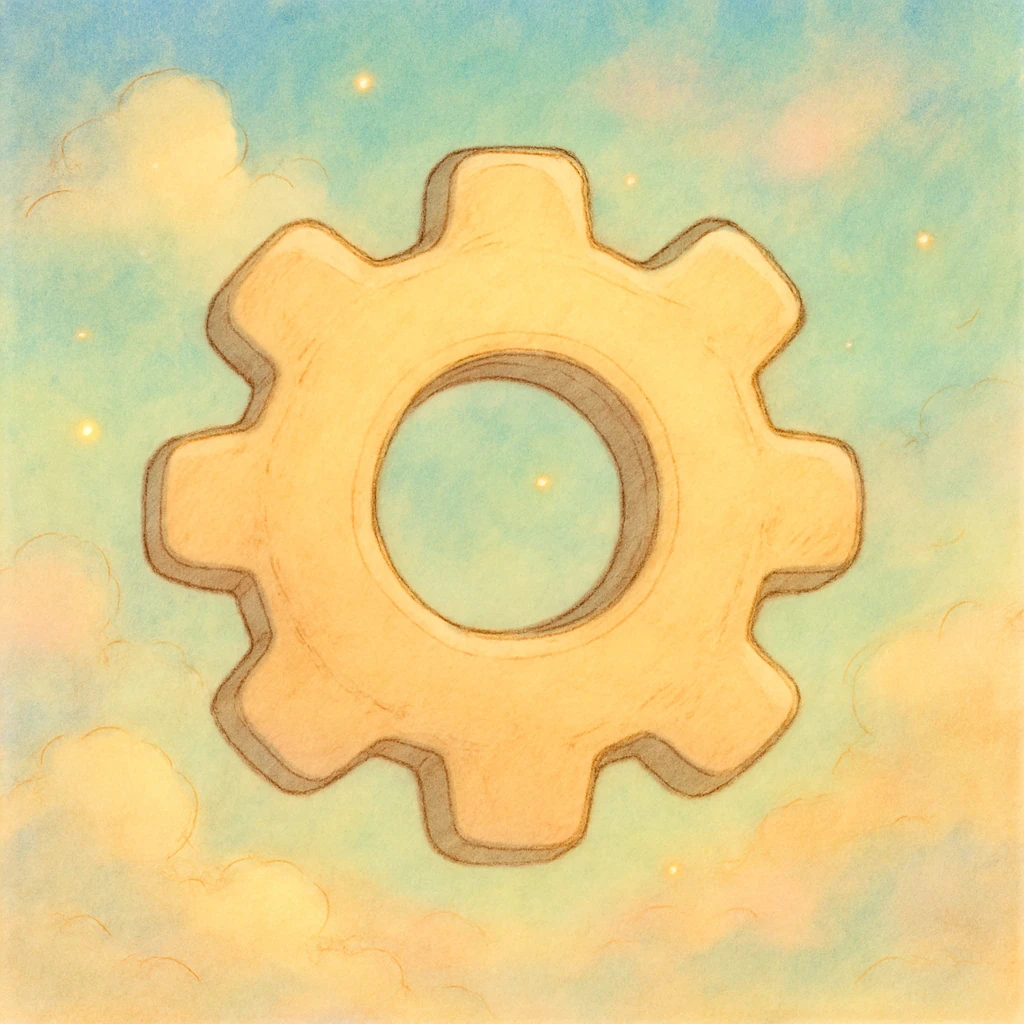 gear settings icon, ghibli style, soft and whimsical emoji