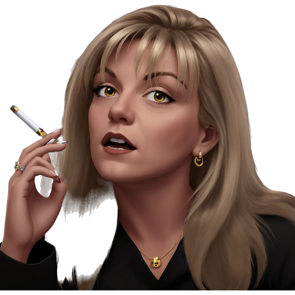 blonde girl smoking with jewelry emoji