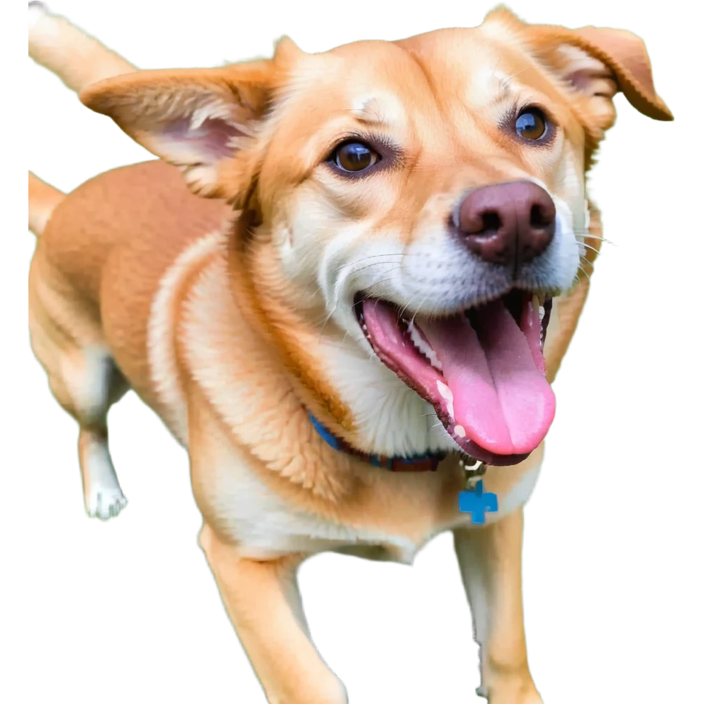 cachorro caramelo vira-lata com língua de fora feliz pixel art emoji