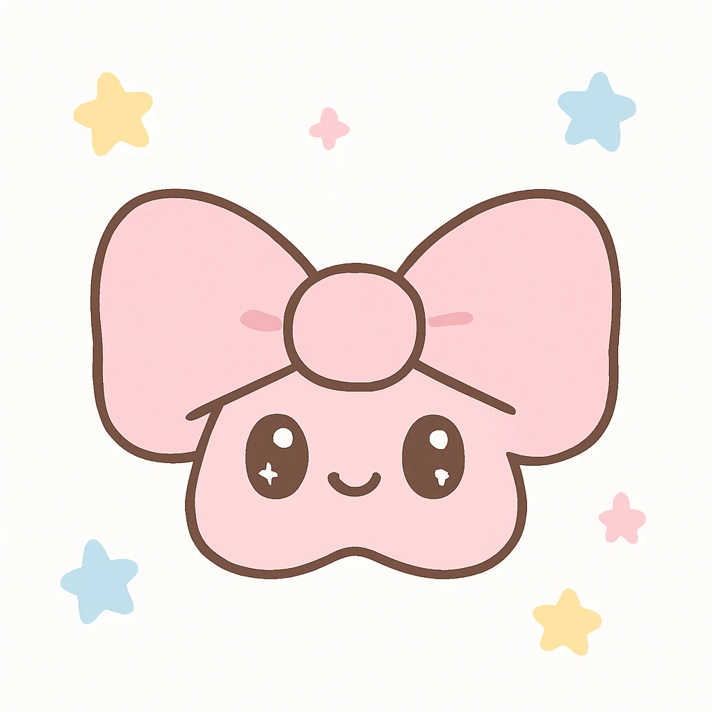 baby pink bow, cute kawaii style emoji
