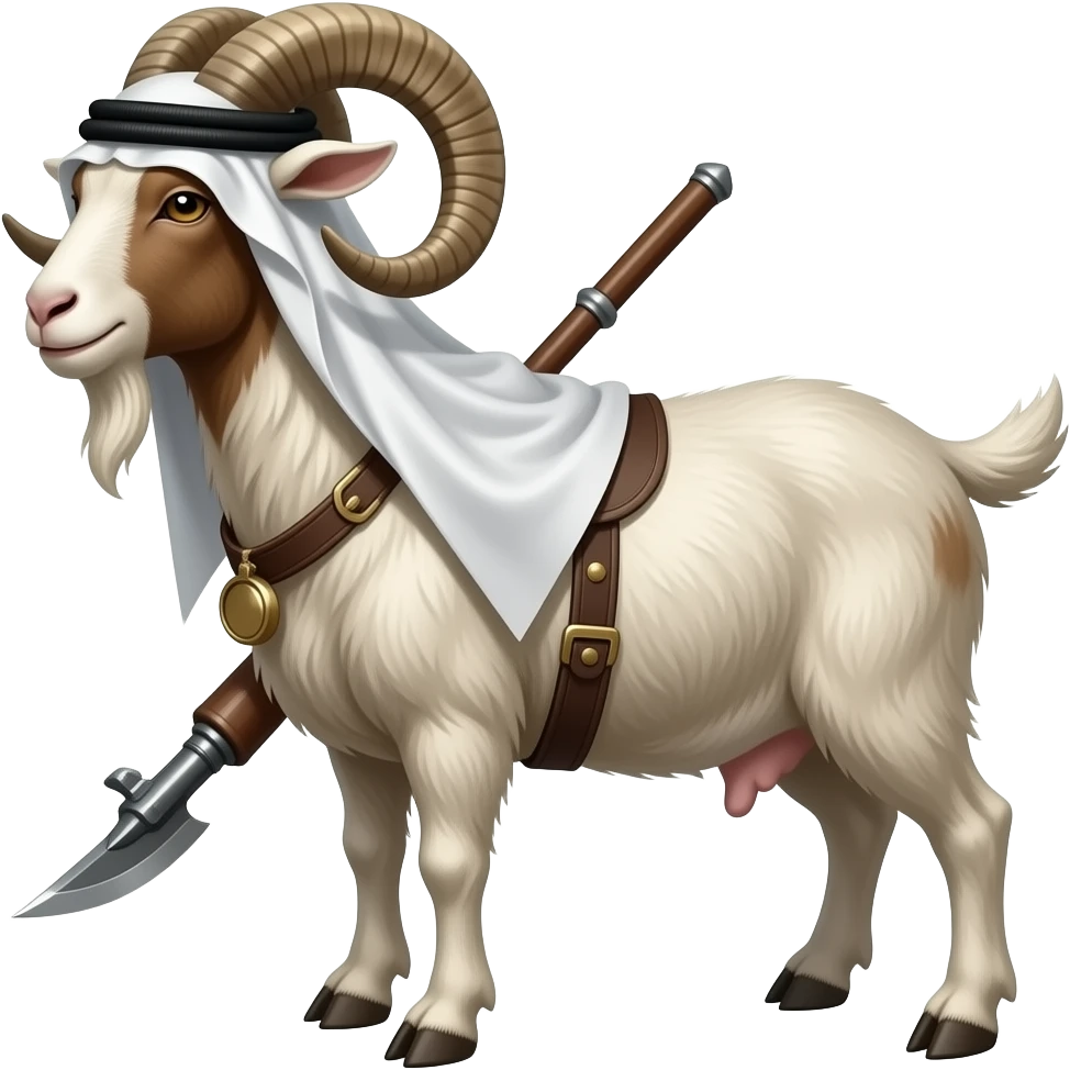 Chèvre avec un voile arabe avec une arme emoji
