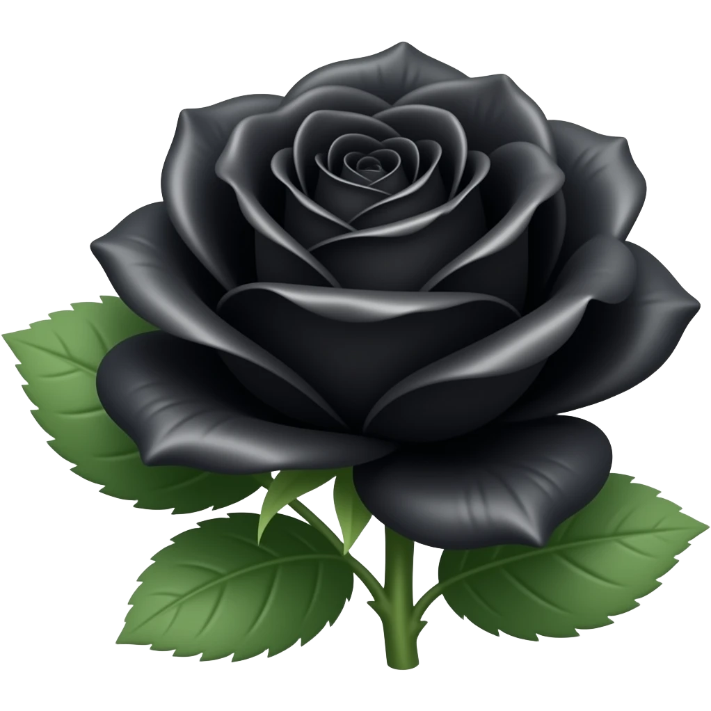 rosa negra con hojas verdes emoji
