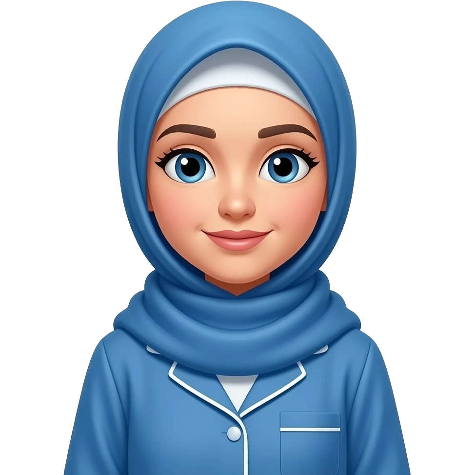 Blue Pajama terno with hijab white girl emoji