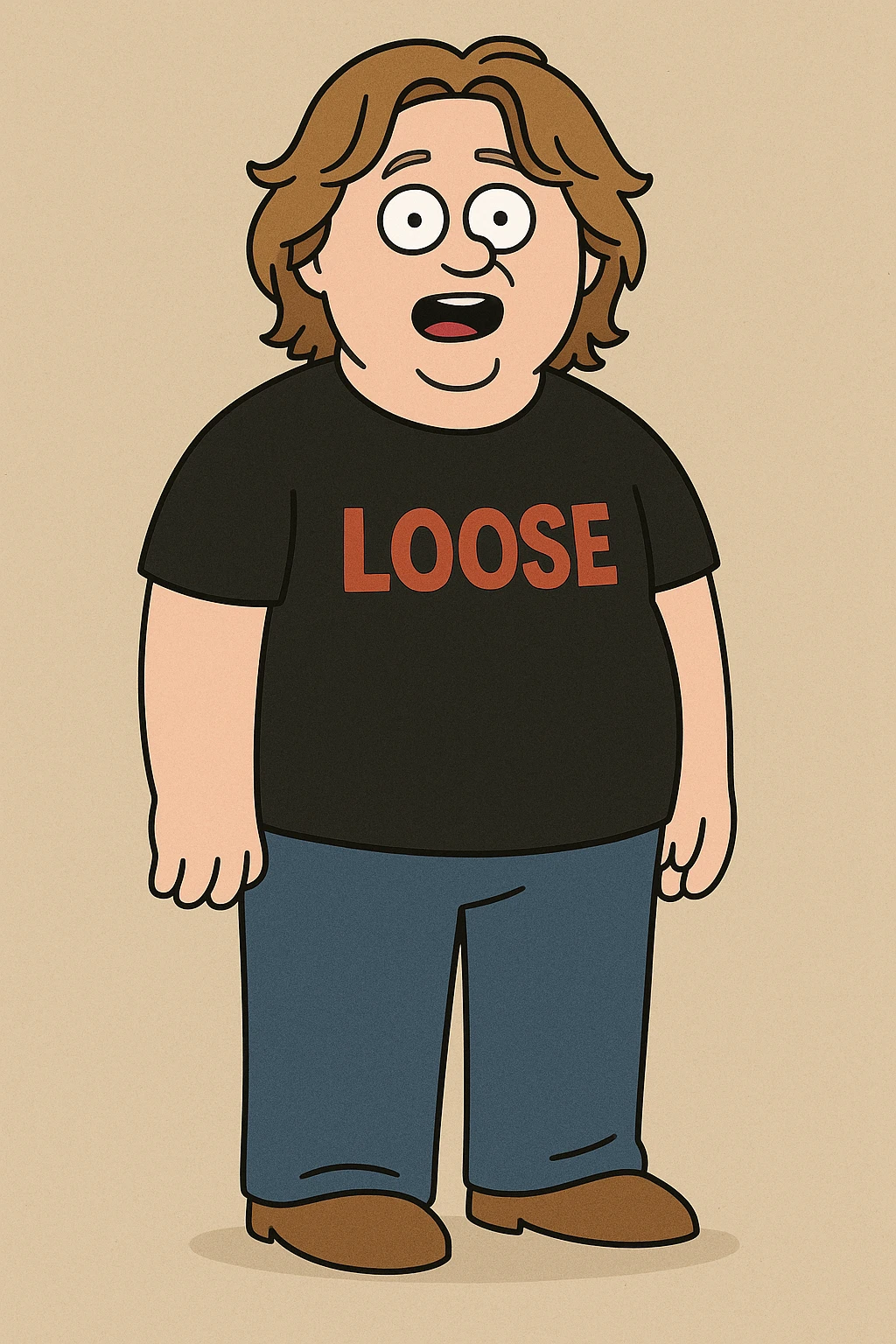 Lewis capaldi black shirt red Loose a blue jeans  emoji