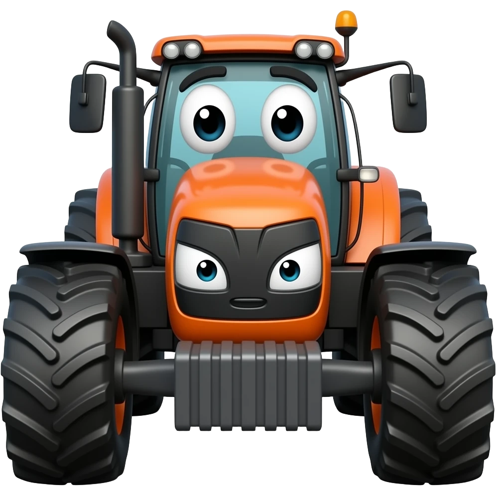 Custom iOS emoji with no blur and a white background. The topic of the emoji is "big ass tractor with eyes". It MUST maintain the general apple iOS emoji style. emoji