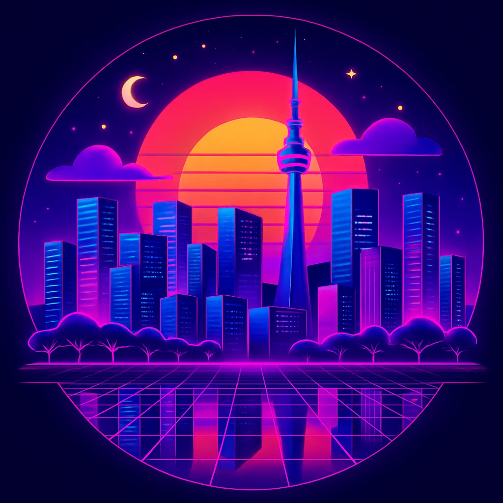 Create a retro 80's tron feel to this image  emoji