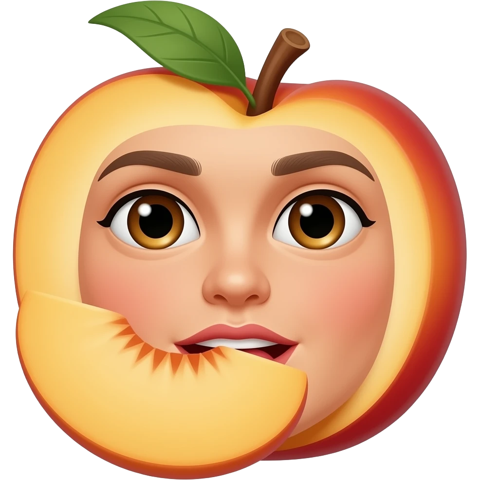 Licking a cut peach emoji