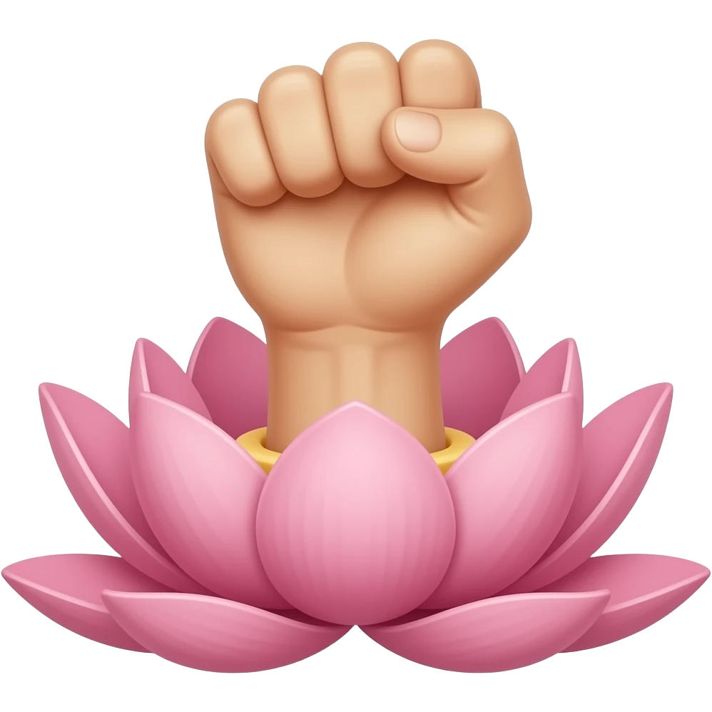 A fist rising out of a lotus blossom emoji