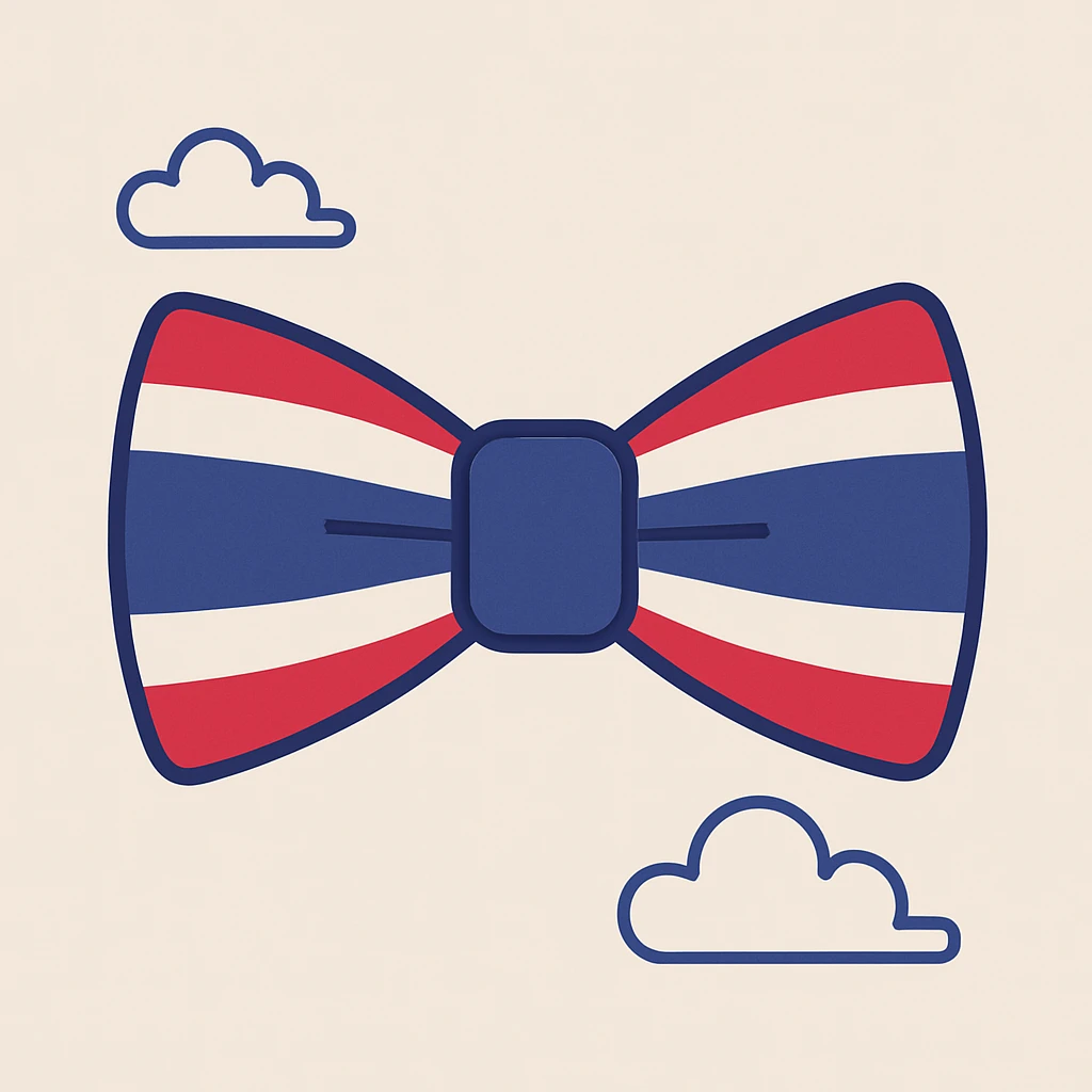 bow tie with the Thailand flag pattern, clear flag colors, simple background emoji