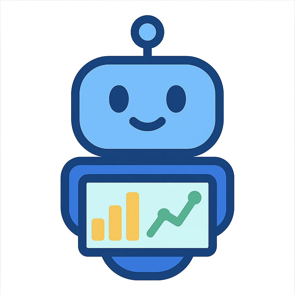 AI data-analysis assistant, modern, friendly, tech-inspired, suitable for an app icon, flat color icon style emoji