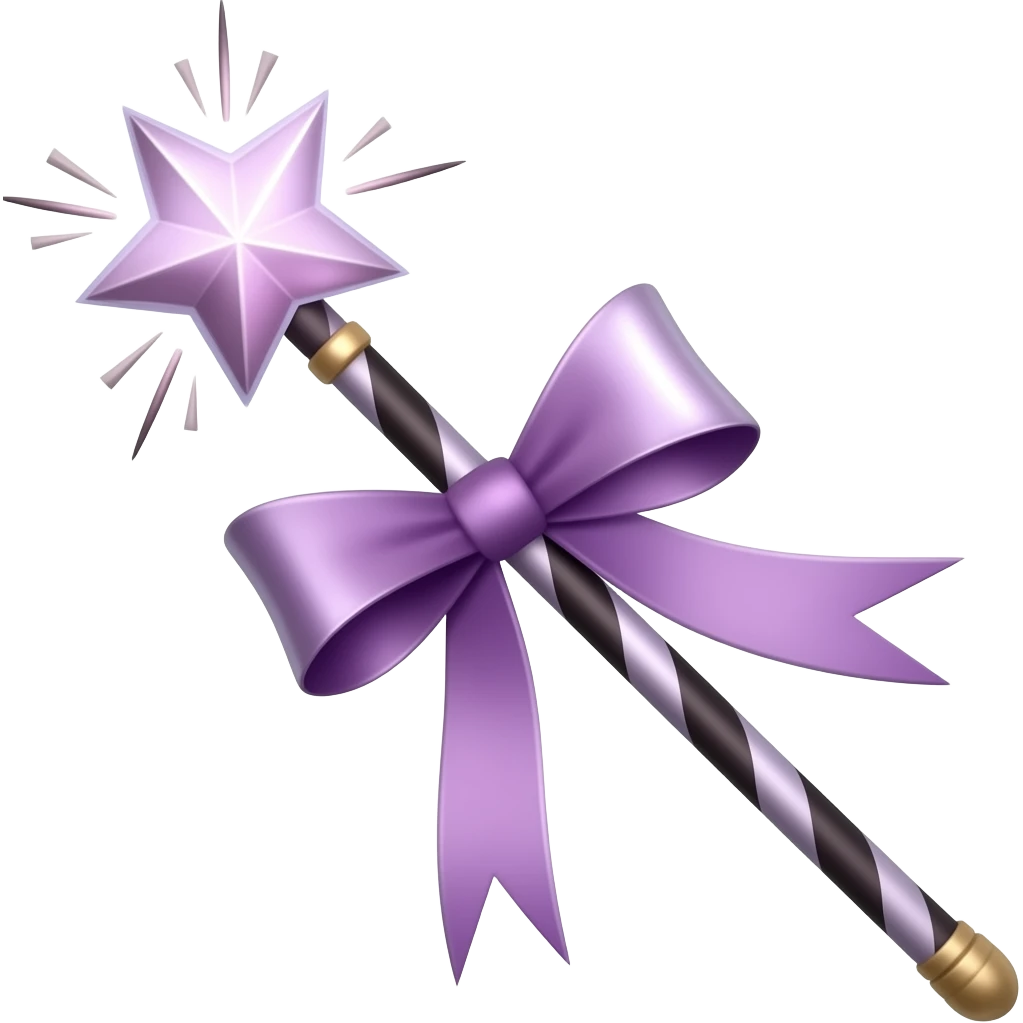 Purple ribboned magic wand emoji