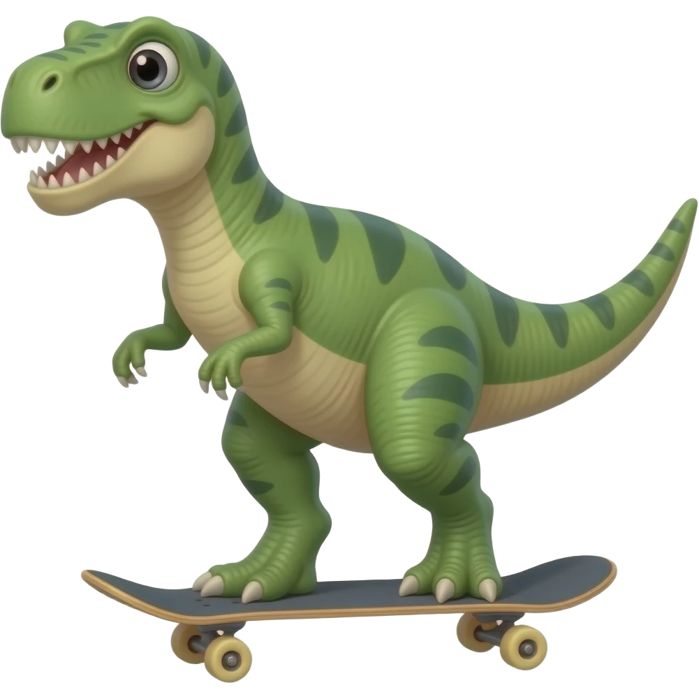 Dinosaur on a skateboard emoji