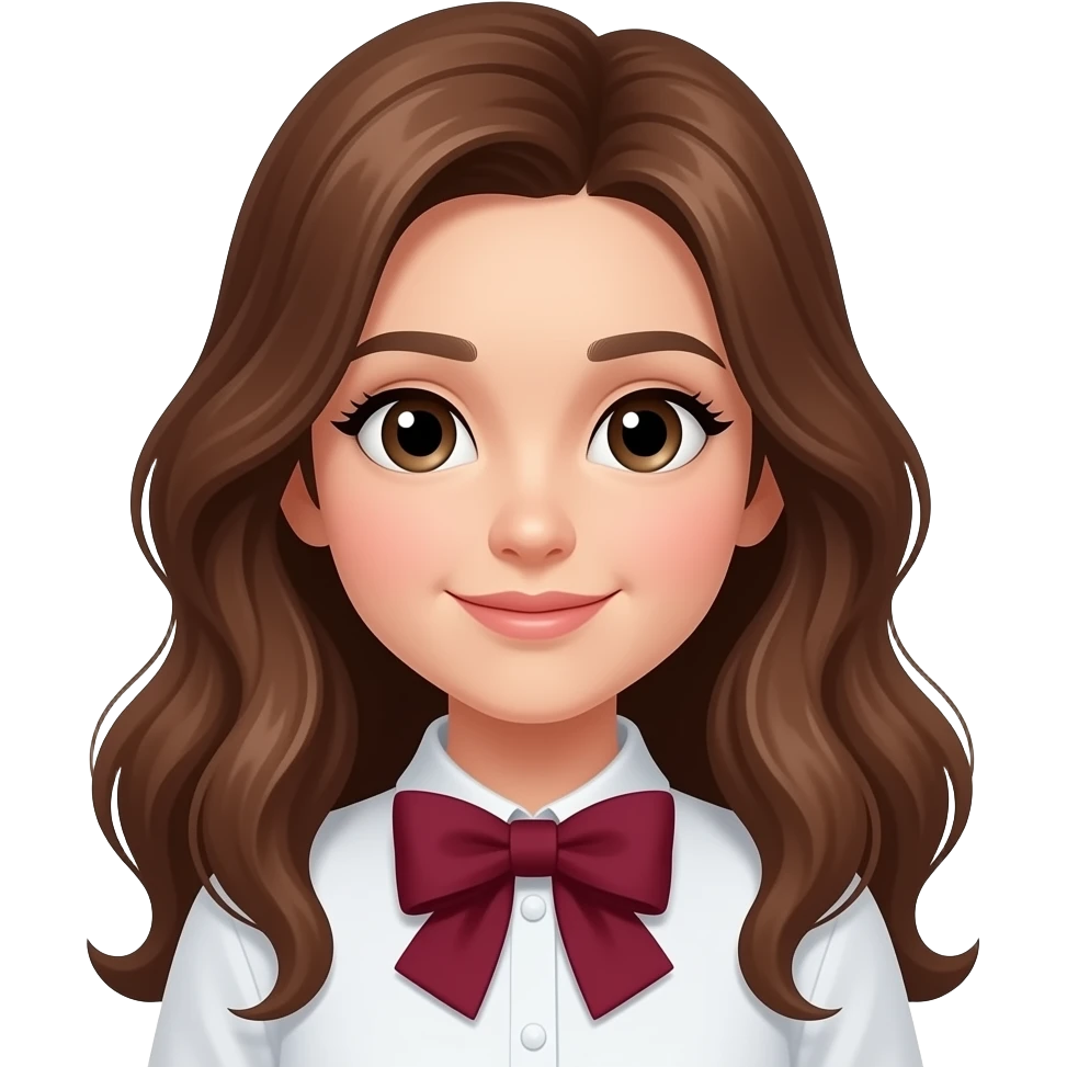 Brown open hair from behind with burgundy bow emoji