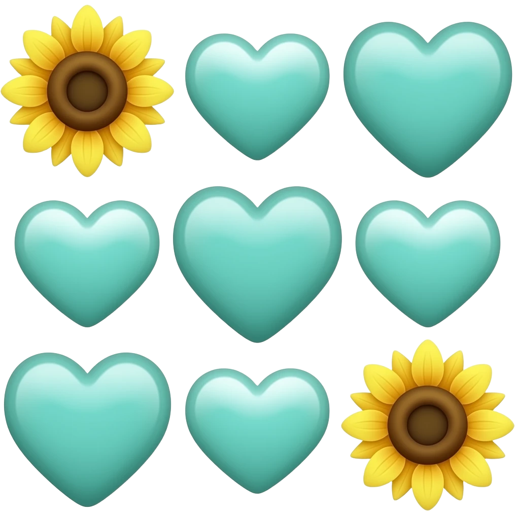 teal hearts with sunflowers emoji