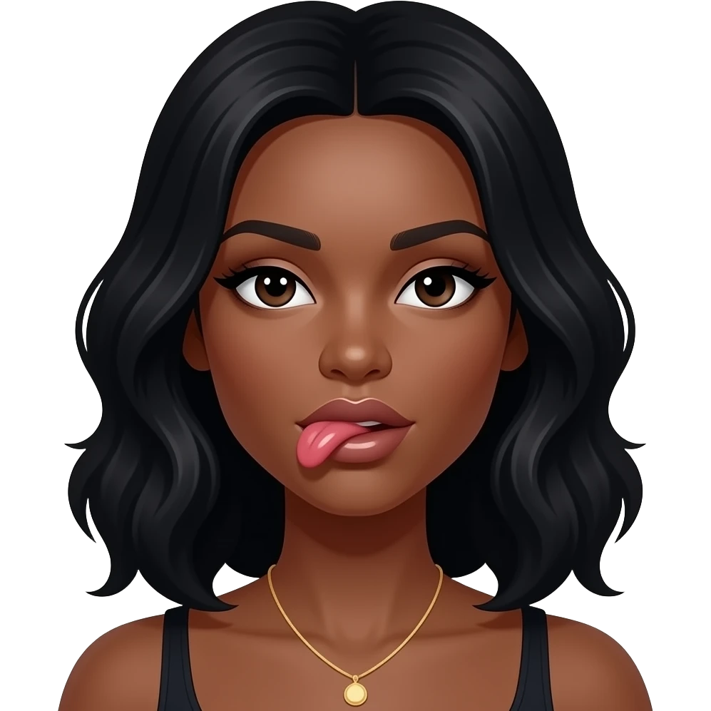 Black curvy woman sexy lick emoji