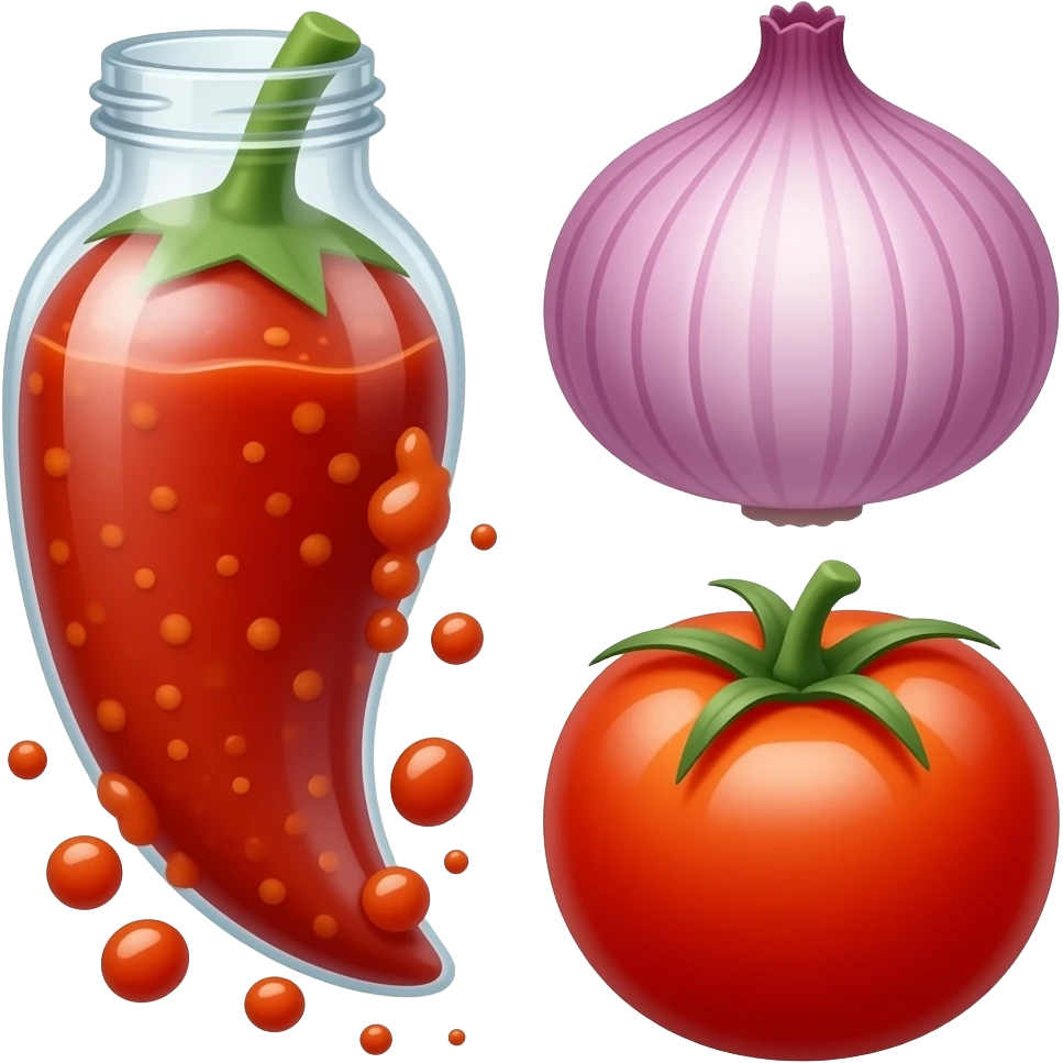 generates the emoji of chili paste, onion and tomato. emoji