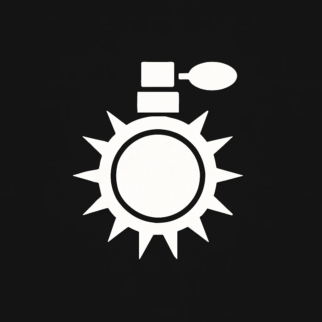 white Vector minimalistic and elegant icon of sun shaped perfume black solid background emoji