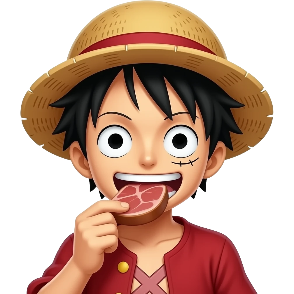Luffy eating meat emoji