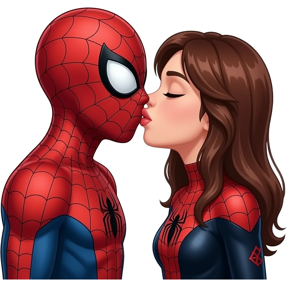 Spider man and spider woman  kiss kiss creepy emoji